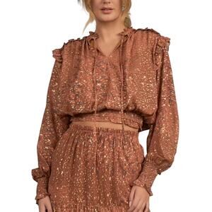 NWT Elan Orange Peasant Top